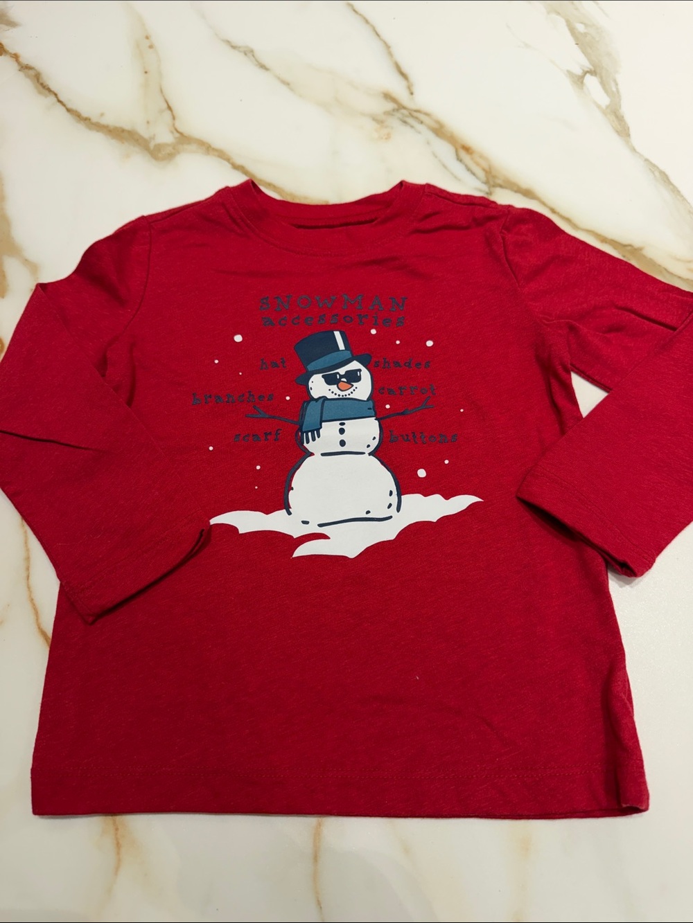 Carter's Red Long-Sleeve Snowman Tee